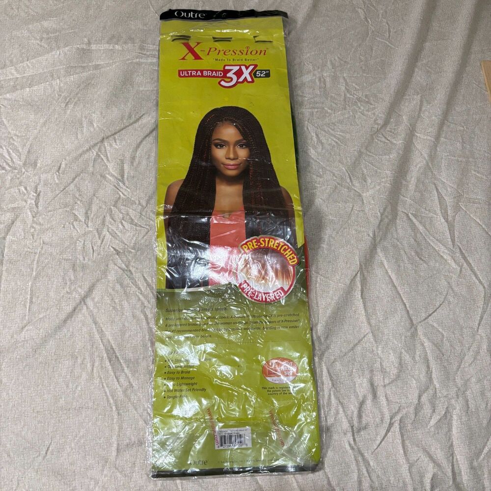 X pression synthetic 52" green/yellow/red/orange braid hair